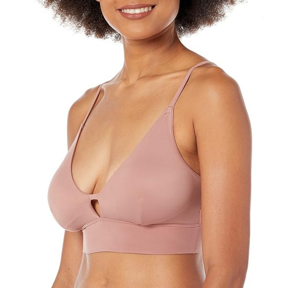Hanes Originals Women's Pink SuperSoft Longline Triangle Unlined Bra Size L